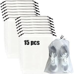 15 Pack Shoe Bags for Travel – Transparent,Essential for Travel, Storage for Miscellaneous Items
