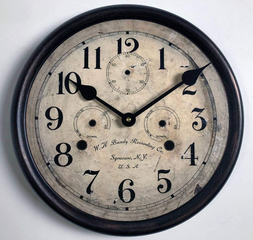 Bundy Wall Clock Ultra Quiet Quartz Mechanism Hand Made in USA