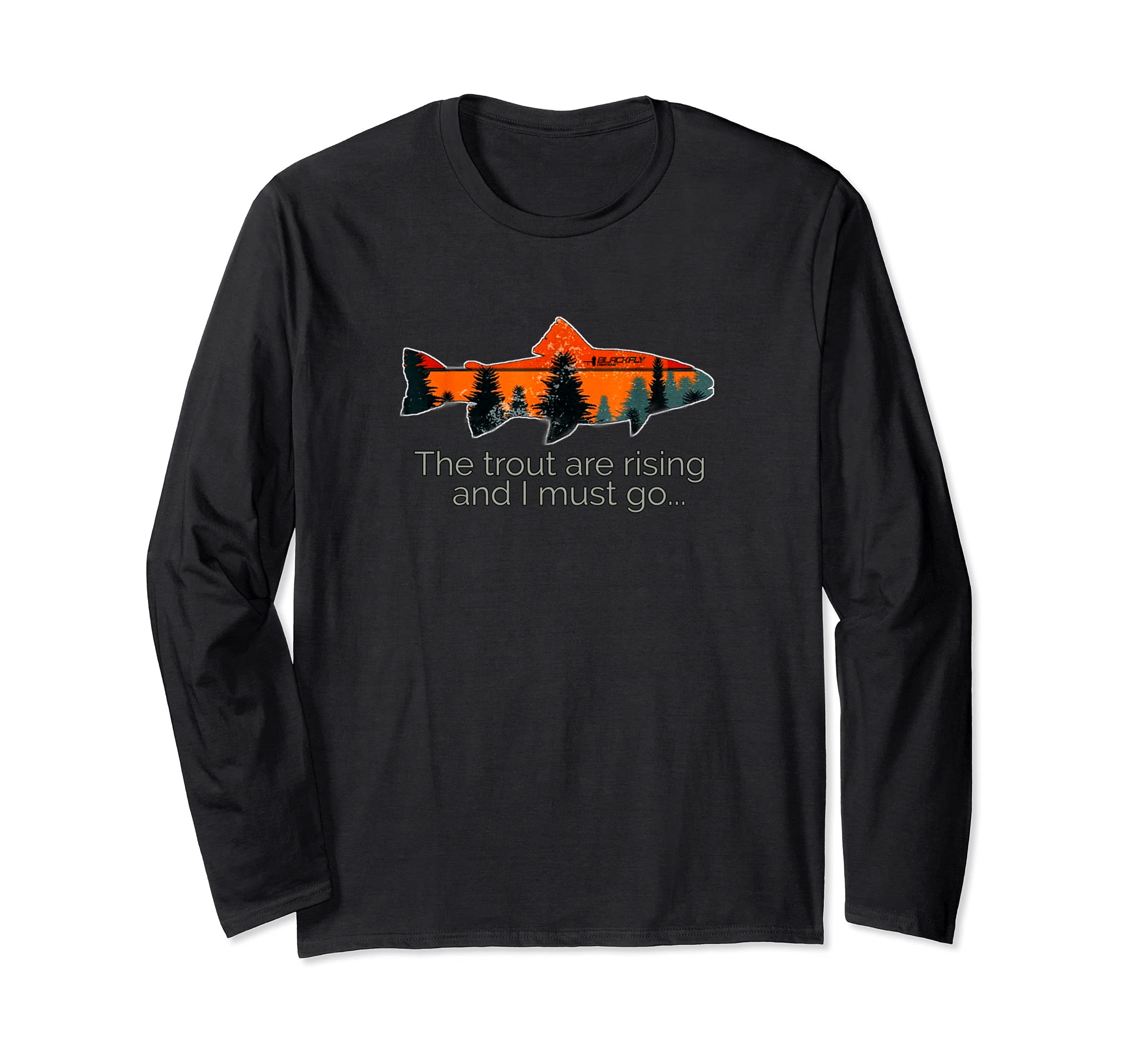 Fly Fishing Apparel & Decor Rising Trout Flies by Black Fly Long Sleeve T-Shirt