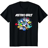 Astro Bot and Friends Character Burst Colorful Video Game T-Shirt