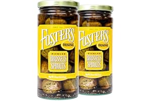 FOSTER'S SINCE 1984 Foster's Pickled Brussel Sprouts in a Jar, Original, 16oz, 2 Pack, Traditional Pickled Vegetables Recipe for over 40 years, Low Calorie Snack, Gluten Free, Fat and Preservative Free Brussels