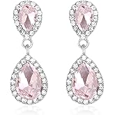 Vintage Rhinestone Teardrop Dangle Earrings Sparkle Crystal Bridal Earrings for Brides Bridesmaides Statement Drop Earrings for Women Wedding Formal Prom