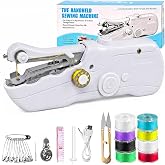 Handheld Portable Sewing Machine &ndash; Includes Needle &amp; Thread Kit, for Beginners, Plug-in Electric Single Thread Mini Mender, for Quick Clothing Jeans Repairs, Home Travel DIY (White)