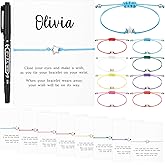 Misdary 16 Set Birthday Bracelets Gifts Personalized Wish Bracelet Adjustable Star Friendship Bracelet DIY Name Make a Wish Cards with Pen Jewelry Birthday Gift for Friends