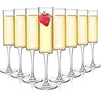 Elsjoy Set of 8 Acrylic Champagne Flutes, 6 Oz Unbreakable Champagne Glasses Reusable Champagne Toasting Cups, Shatterproof S