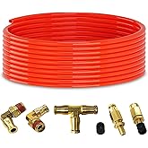 TORQUE Air Line Service Kit for Air Bags Suspension Kit Fittings | 1/4 NPT Elbow Fitting, 16 Feet Tubing, Air Inflation Valve Schrader Union Tee (Push to Connect)