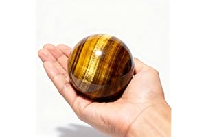 AIERCRYSTAL 5-6CM/1.97-2.36inch Ttiger Eyes Crystal Ball Polished Natural Tiger Eye Stone Sphere Decorative Sphere Healing Crystals Ball Stone Crafts Home Decor Ornament Gifts (50-60mm, Tiger's Eye)