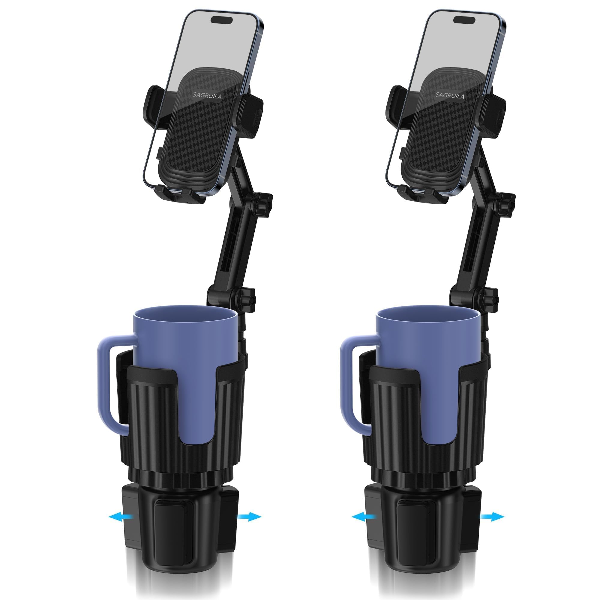 Photo 1 of 2 Pack Phone Holders for Your Car Cupholder, 2 in 1 Cell Phone Holder Mount with Cup Holder Expandable Base, 360 Degree Rotating Neck, Fits All 4-7" Smartphones and Most Bottles