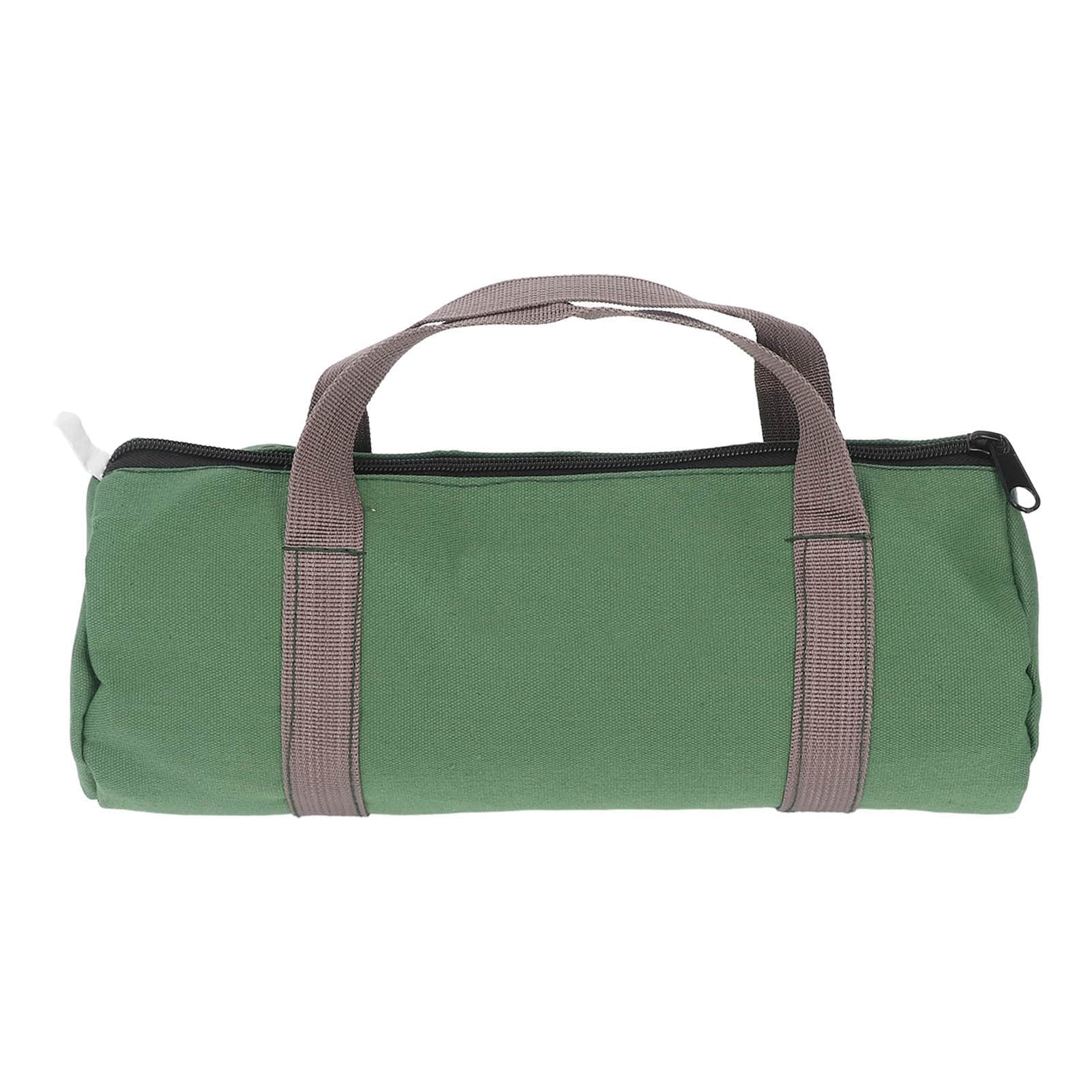 Tool Bag Canvas Wide Mouth Multifuntional Portable Large Capacity Waterproof Heavy Duty Handbag for Wrench Screwdriver Pliers Nail Army Green (Large)