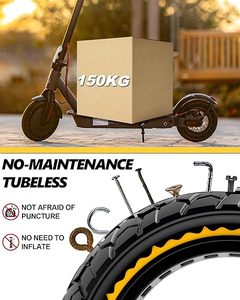 BABEJIA 10X2.5 SCOOTER TIRES 2-PACK TUBELESS – 60/70-6.5 AIRLESS OFF-ROAD REPLACEMENT FOR SEGWAY NINEBOT MAX G30/G2, GOTRAX G6/G5/G MAX/ECLIPSE