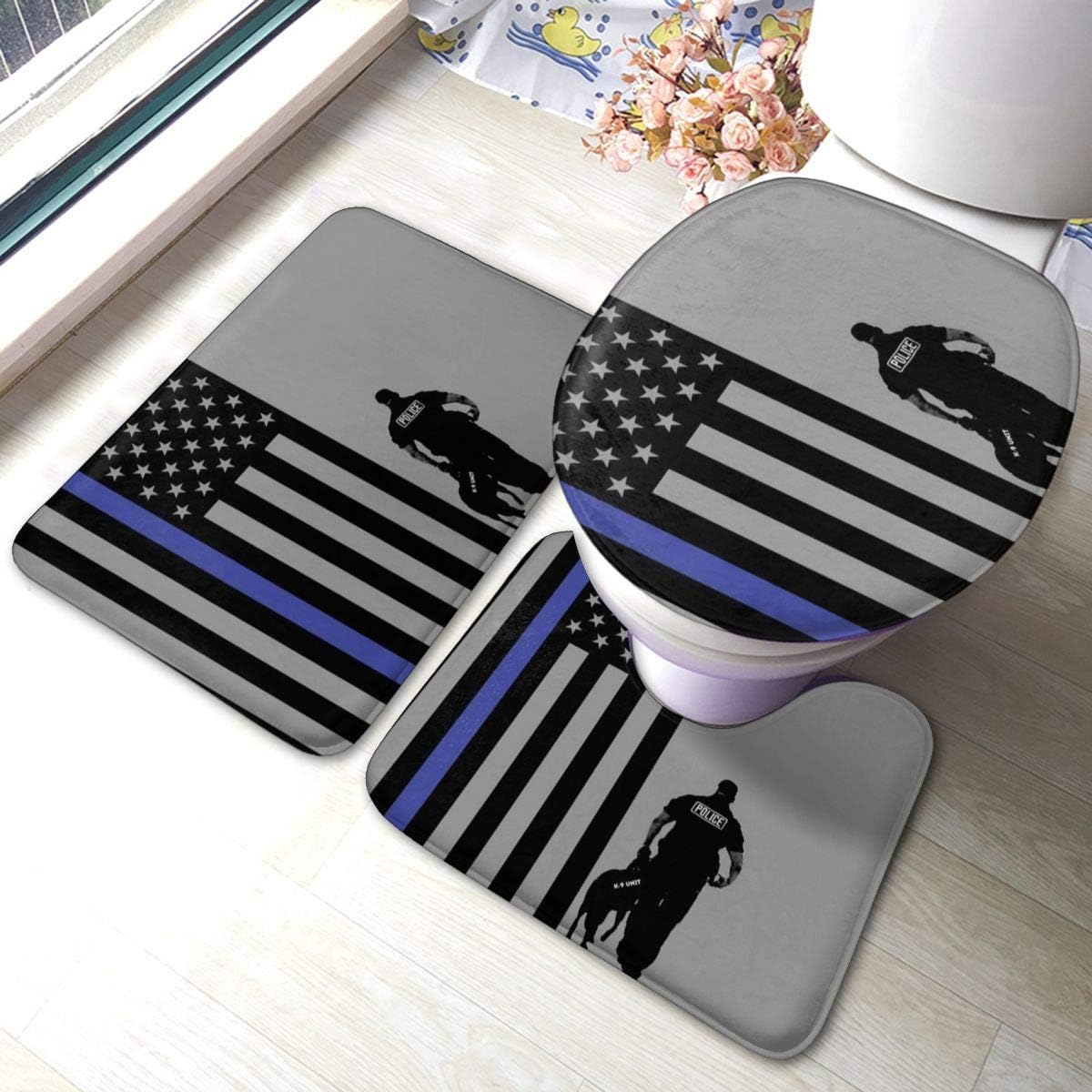 N A Amerikanische Polizei Und Polizeihunde Mode Weiche Flanell Badteppichmatten 3 Teiliges Set Badematte Konturteppich Toilettendeckelabdeckung Mit Rutschfestem Ruckenpolster Amazon De Kuche Haushalt