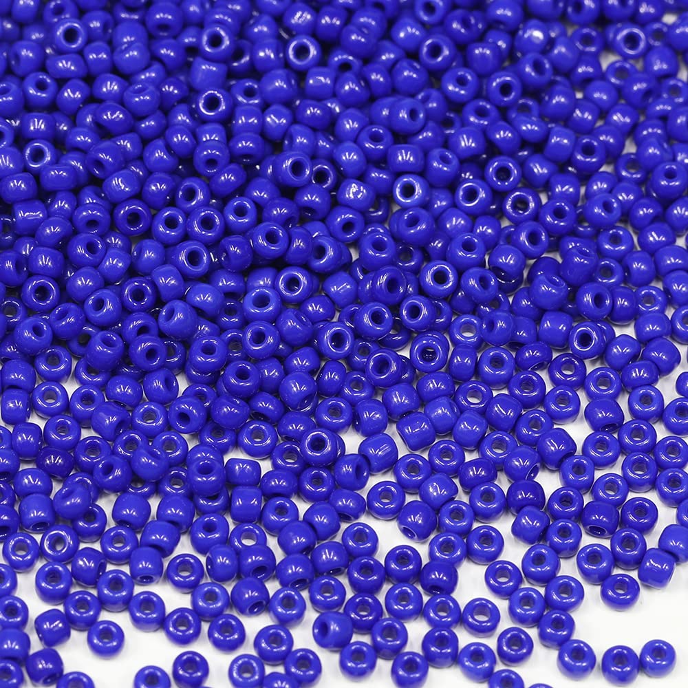 Bala&Fillic Royal Blue Color 3mm Seed Beads About 3600pcs/100Grams in Bag, 8/0 Glass Craft Beads for Making Bracelet Necklace Earring(Royal Blue)