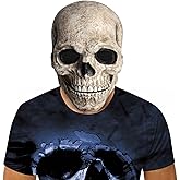 Kurmingary Scary Skull Mask with Moving Jaw, Creepy Latex Skeleton Head Mask with Movable Mouth for Cosplay Party Props