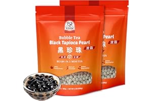 52USA Boba Tapioca Pearls 2.2LB, Finest Bubble Tea Pearl, Quick Cook Black Plearls for Milk Tea, Smoothies, Desserts and Drinks (Pack of 2)