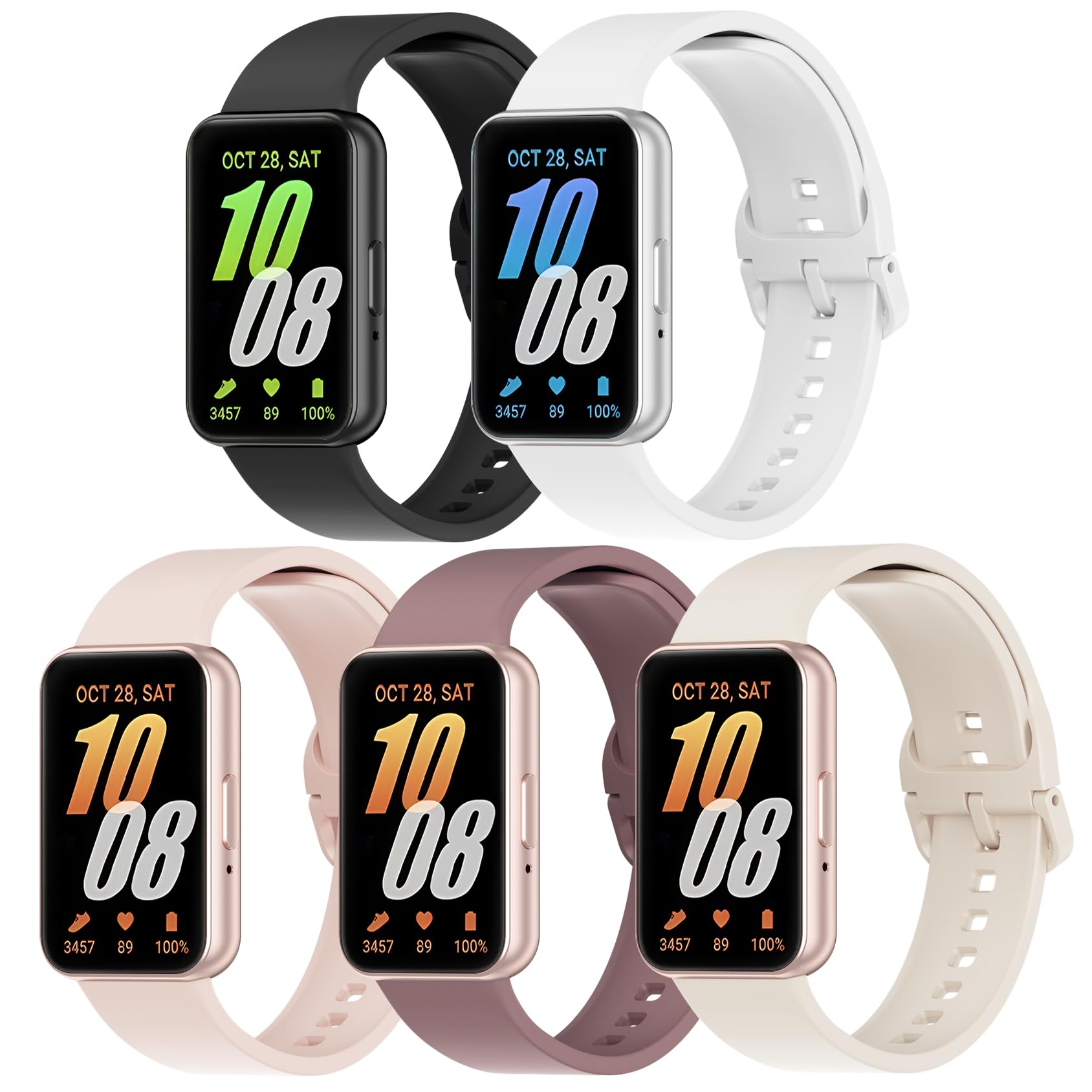Photo 1 of 5 Pack Silicone Band Compatible with Samsung Galaxy Fit 3, Soft Adjustable Sport Breathable Replacement Watch Strap Loop for Galaxy Fit 3 SM-R390 Smartwatch Accessories