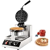 VEVOR Commercial Waffle Maker, 1300W Round Waffle Iron, Non-Stick Rotatable Waffle Baker Machine With 122-572℉ Temp Range and
