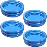 4 Pack Round Pools Bulk 34 x10 Inch Inflatable Swimming Pool 3 Rings Small Blow up Padding Ball Pond for Summer Outdoor Floats Water Game (Color Set 3)