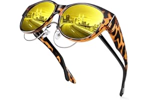 URUMQI Night Vision Driving Glasses Fit Over Eyeglasses for Women Cat Eye, Anti Glare Polarized Nighttime Glasses Yellow Lens