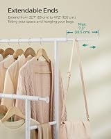 SONGMICS Double Clothes Rail on Wheels 83-120 cm Extendable 80 kg HSR133W01 view 3