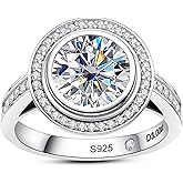 Raivari 3CT/4CT Moissanite Vintage Engagement Ring Bezel Set Wedding Bands 925 Sterling Silver Round Cut D Color VVS1 Promise Ring for Women Solitaire with Certificate Elegant Gift Packed