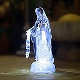 DARMOMOON Clear Acrylic Virgin Mary Figurine Statue LED Lighted Our Lady of Fatima Statue Blessed Mother Statues