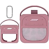 Aenllosi for Bose New SoundLink Micro 2nd Gen Bluetooth Speaker Silicone Cover Case with Carabiner, Pink (Case Only)