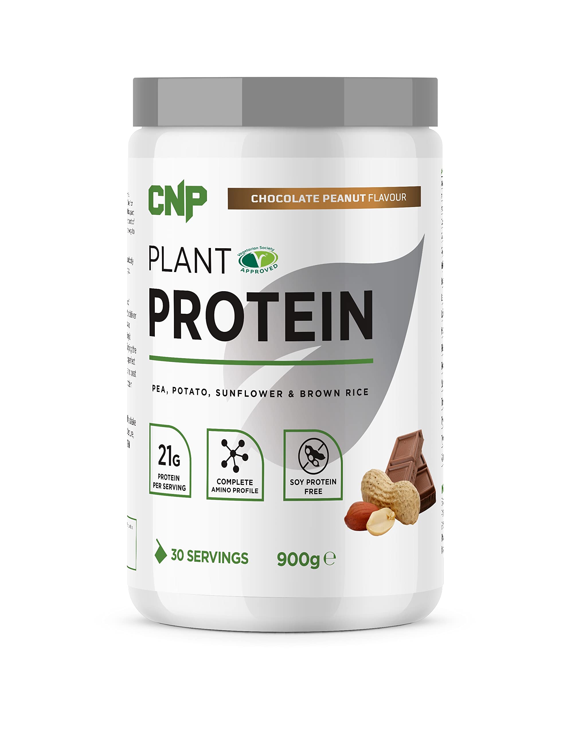 CNP Professional Plant Protein, 23g Protein, 4 Sources of Protein with BCAA Amino Acids, 900g / 24 Servings, 2 Flavours (Chocolate Peanut)