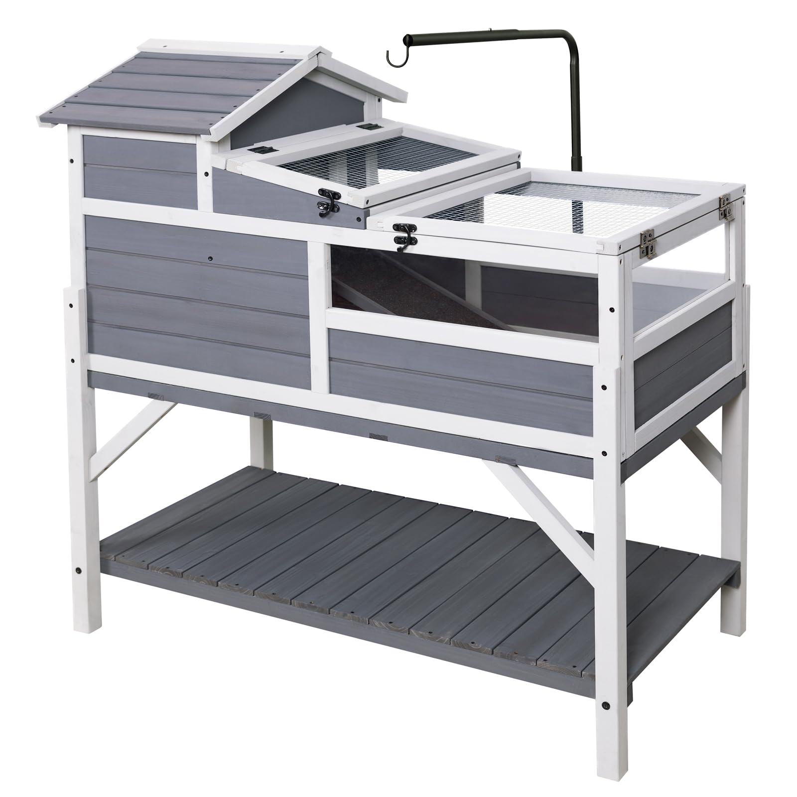 Geguri Tortoise Habitat House Indoor Outdoor 3 Room Wooden Turtle