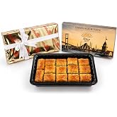 Gulluoglu Turkish Walnut Baklava, 1.1lb - 500 gr, 14 pieces, Ready to Gift, Ribbon-Wrapped, Daily Fresh Shipment From Istanbul/Turkey