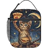 SIUKUS Insulated Lunch Box for Kids Boys Girls, Reusable Lunch Bag for School, Office, Work, Picnic, Travel, Cute Cosmic Cat Pizza Lunch Box