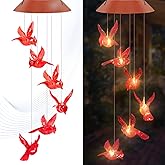 Cardinal Solar Wind Chimes, Solar Cardinal Bird Wind Chimes Outside Moms Gifts Unique for Women Red Bird Outdoor Decor Garden for Grandma mom Memorial