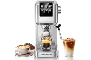 KEENSTAR 20Bar Espresso Machine with Hot & Rapid Cold Brew, Stainless Steel Coffee Makers, Espresso Maker with Milk Frother Steam Wand, Touch Screen with Water Tank for Latte, Cappuccino, Gift
