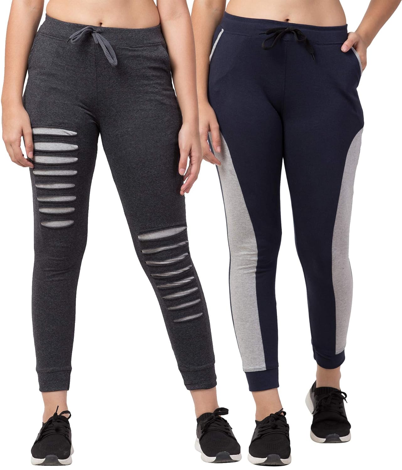 dark grey and navy blue outfits