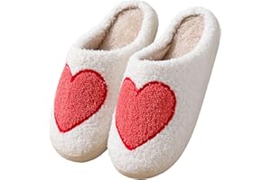 V OPXIN Cartoon Slippers for Womens Mens Cute Slippers Cozy Plush Warm Slip-on House Shoes for Indoor and Outdoor Meet Me at Midnight Strawberry Mushroom Evil Eyes Love Heart Slippers Valentine's Day Gifts