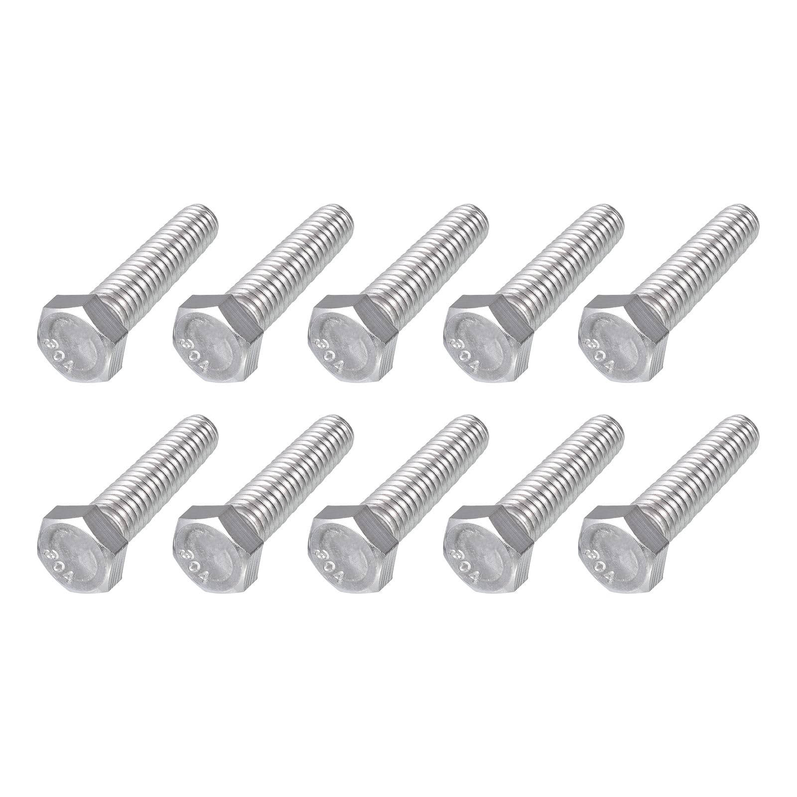 METALLIXITY Hex Head Bolts (3/8-16 x 1-1/2") 10Pcs, 304 Stainless Steel 18-8, Fully Threaded, External Hex Drive, Plain Finish, Hex Head Screw Bolt, Silver โ image 1