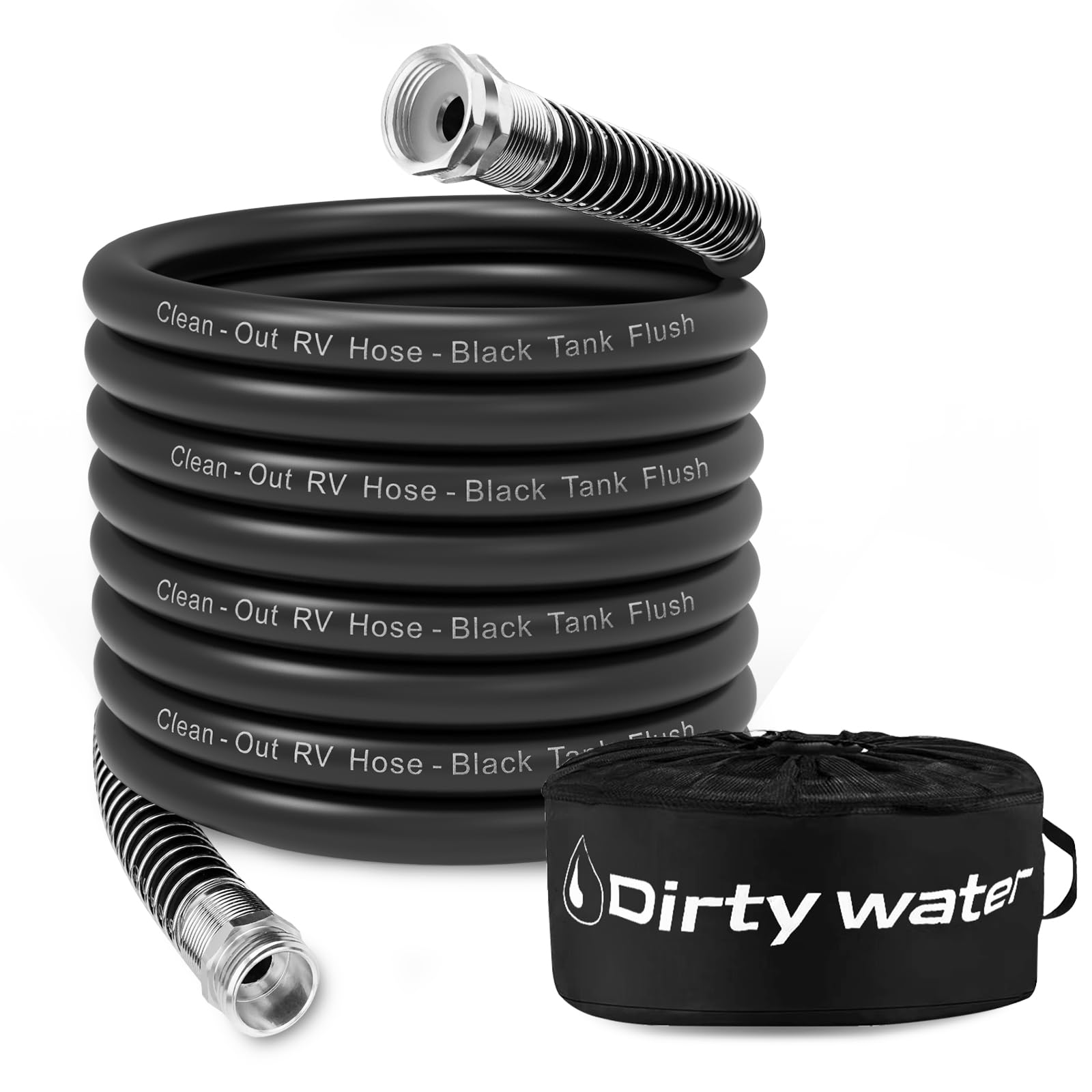Photo 1 of Camper & RV Black Water Hose - No-Kink Design Camper Sewer Hose - RV Accessories With Storage Bag - Perfect For Black Water, Gray Water, And RV Tank Cleaning, 35FT 5/8" Diameter