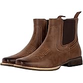 J's.o.l.e Men's Western Cowboy Boots Square Toe Ankle Boot for Men Chelsea Dress Casual Boots