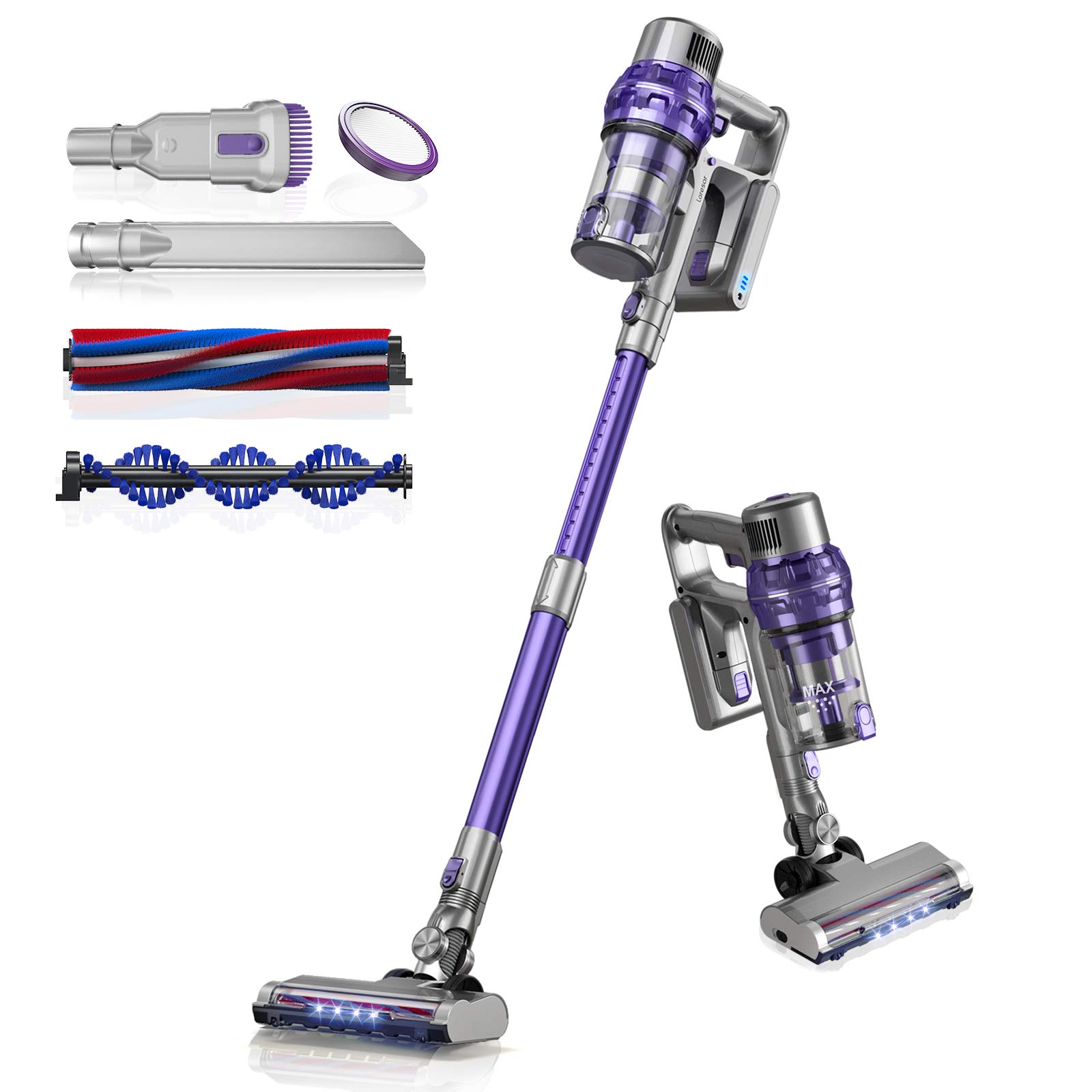 Laresar Cordless Vacuum, 26Kpa Elite 1 With LED, up to 30Mins, for Hardwood Floor & Carpet Cleaning
