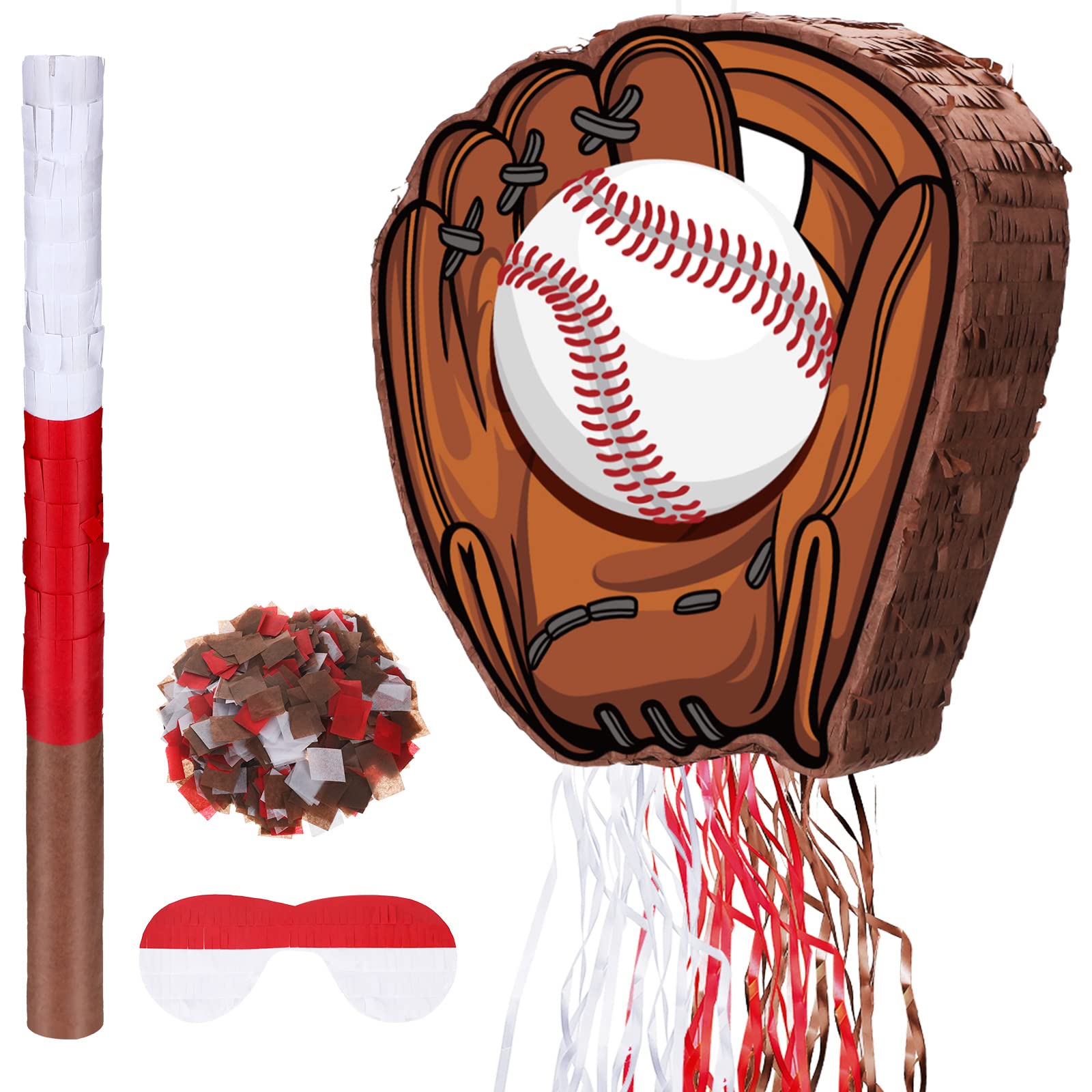 Photo 1 of Baseball Piñata with Blindfold Bat for Birthday Party Softball Paper Piñata Sports Balls Confetti Baseball Party Supplies for Birthday Party Decorations 13.19 x 13.19 x 3 Inch(Cool)