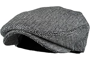 Wonderful Fashion Men's Classic Herringbone Tweed Wool Blend Newsboy Ivy Hat (Large/X-Large, Charcoal)