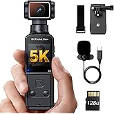 Losfom 5K Body Camera with Audio, 270° Rotating Lens, External Mic, and EIS Stabilization – 4K/60FPS Z14 Vlogging Camera for Daily Recording and Personal Record (128GB)