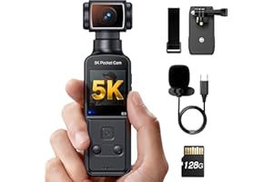 Losfom 5K Body Camera with Audio, 270° Rotating Lens, External Mic, and EIS Stabilization – 4K/60FPS Z14 Vlogging Camera for Daily Recording and Personal Record (128GB)