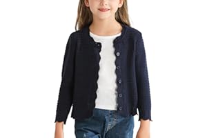 CUDTUM Girls Cardigan Sweaters Cropped Coat Sweater Long Sleeve Cable Knit Button Front Sweater 4-12 Years