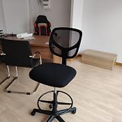SONGMICS Tabouret Avec Repose-Pieds Circulaire, Hauteur Réglable