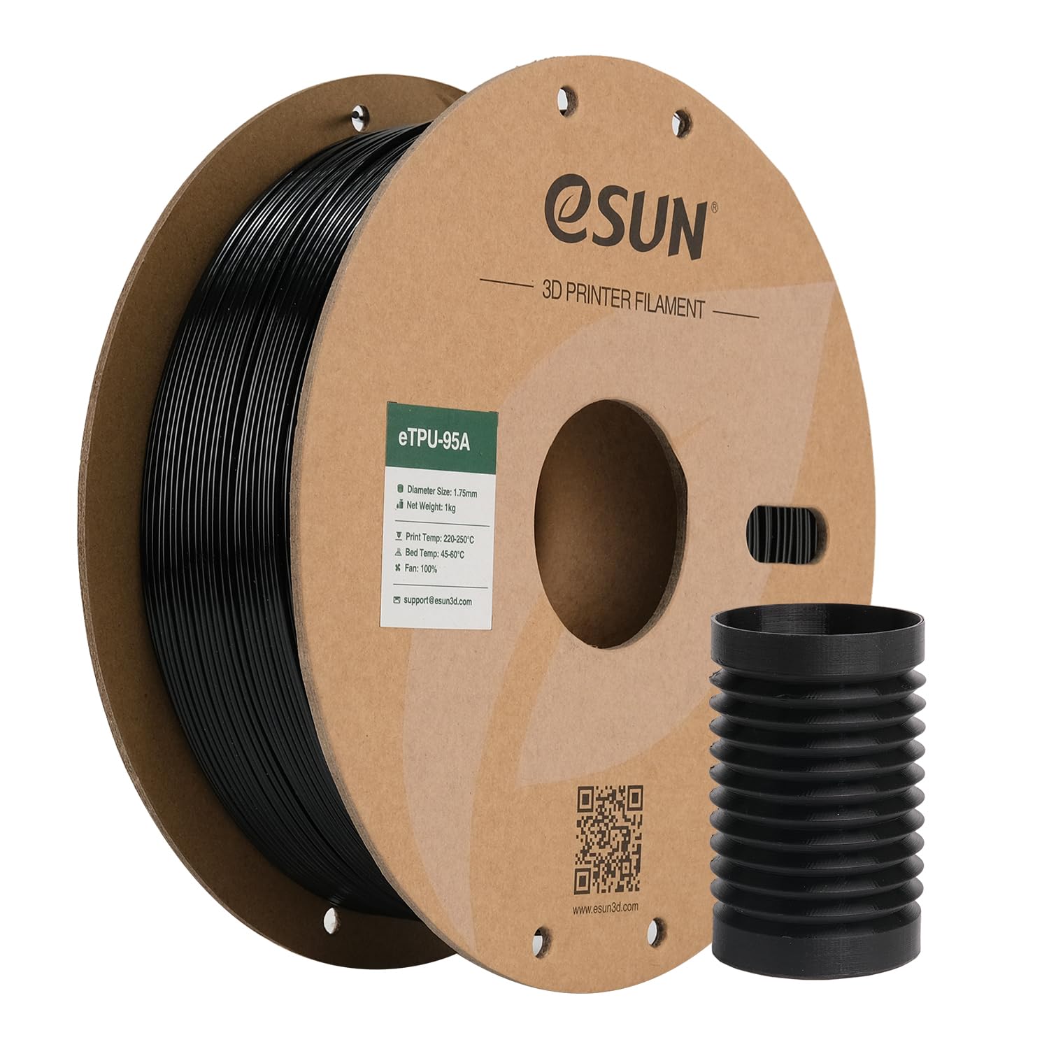 eSUN TPU-95A Filament 1.75mm, Flexible 3D Printer Filament, 1KG (2.2 LBS) Black