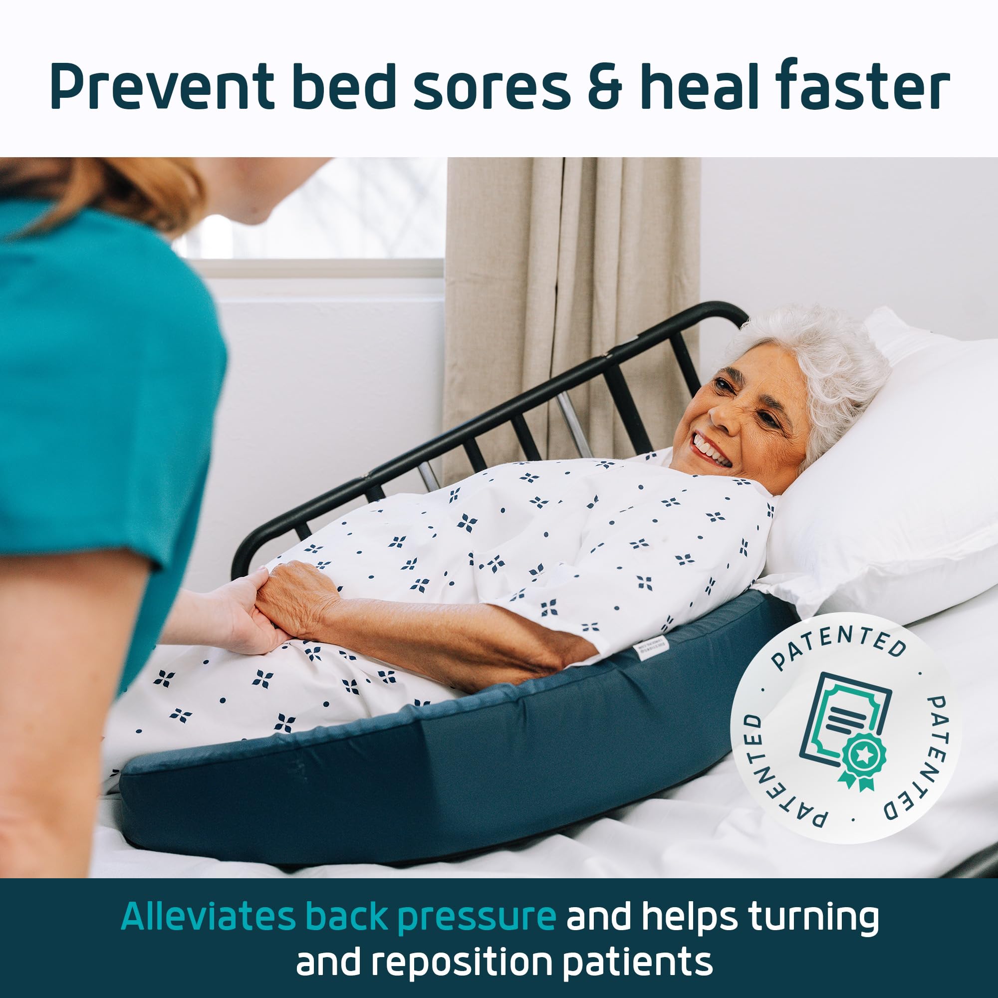 Lunderg Bedsore Pillow Positioning Wedge - with 2 Non-Slip Pillowcases & Adjustable Slope - Pressure Ulcer Cushion for Bed Sore Prevention - Stay on The Side and Stay Off The Back