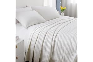 DAWNDIOR Max Oversized California King Quilt Set–112"x106" Soft Washed 3-Layer Lightweight Bedspread with Multi-Lock Quilting,Minimalist Nordic Bedding,All-Season Quilt Set(1 Quilt + 2 Pillow Shams)Cream White