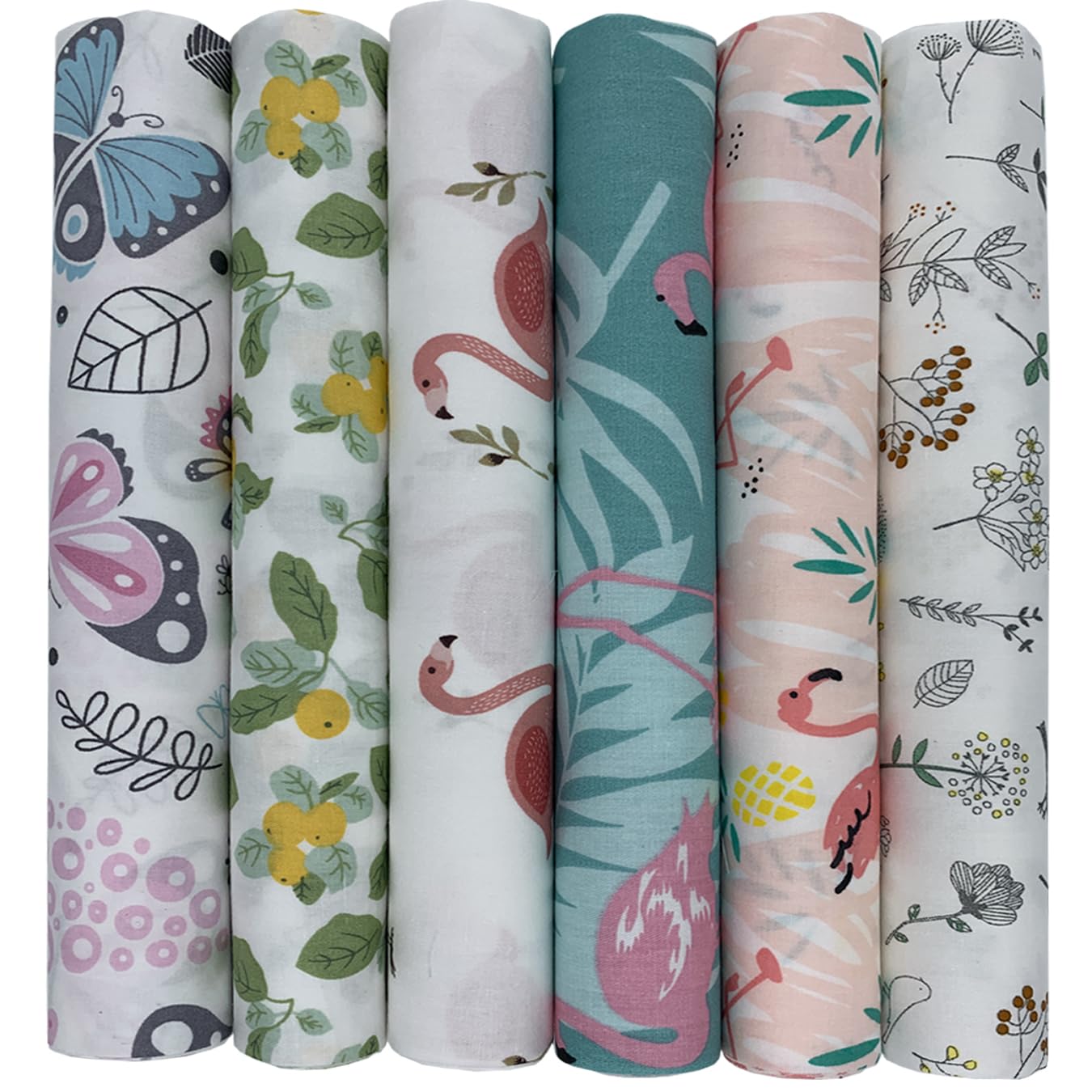 aufodara 6Pcs Cotton Fabric Bundle Squares 50x50cm, Pure Cotton Tissue, Stylish Patterns Home Cloth Bundles for Sewing Quilting Patchwork DIY Crafts (U-B909)