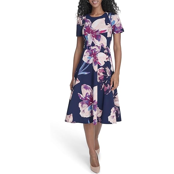 Calvin Klein Women's Sleeveless Pleated Skirt Crepe A-line Midi Dress,  Bayou Multi, 2 at Amazon Women's Clothing store