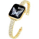 Slim Bling Band Compatible with Apple Watch Bands for Women 38mm 40mm 41mm 42mm 44mm 45mm 46mm 49mm, Diamond Metal Apple Watch Band for iWatch Series 11 10 9 8 7 SE 6 5 4 3 2 1, Ultra 3 Ultra2 Ultra